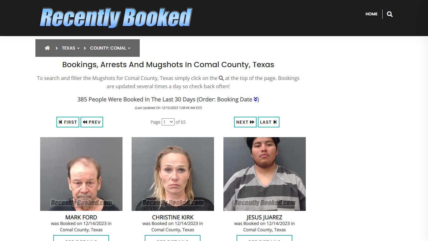 Recent bookings, Arrests, Mugshots in Comal County, Texas - Recently Booked